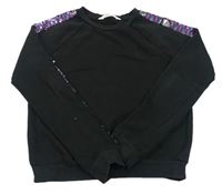 Černá mikina s pruhem z flitrů zn. H&M