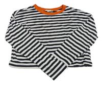 Černo-bílé pruhované crop triko H&M