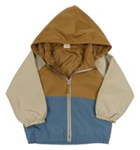 Hnědo-modrá šusťáková jarní bunda s kapucí zn. H&M