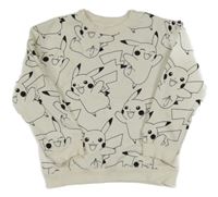 Bílo-černé vzorované triko s Pikachu zn. H&M
