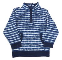 Tmavomodro-bílá pruhovaná fleecová mikina Bluezoo