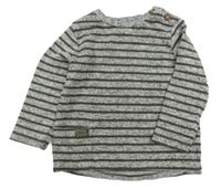 Šedo-khaki pruhované úpletové triko F&F