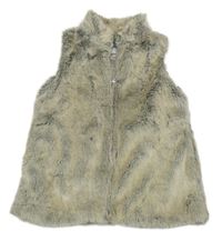 Béžovo-šedá kožešinová podšitá vesta Tu