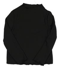 Černé žebrované triko shein