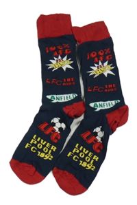 Tmavomodro-červené ponožky s nápisy 