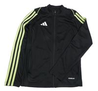 Černá sportovní propínací mikina se zelenými pruhy Adidas