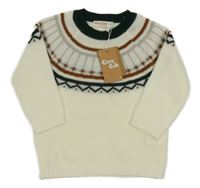 Nové - bílo-zelený vzorovaný svetr 