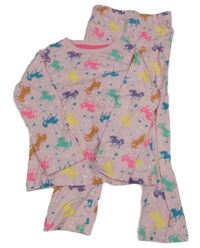 Růžové pyžamo s barevnými jednorožci 