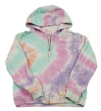 Barevná batikovaná propínací mikina s kapucí Nutmeg