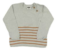 Světlešedý lehký svetr s hnědými pruhy Lily & Dan