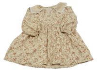 Smetnaovo-červené květované lehké šaty s límečkem 