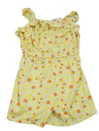 Nové - žlutý květovaný lehký kraťasový overal Primark