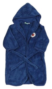 Tmavomodrý chlupatý župan s hvězdou a kapucí 