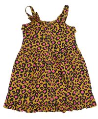 Okrovo-černo-růžové leopardí lehké šaty Next