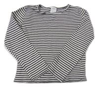 Béžovo-černé pruhované crop žebrované triko Zara