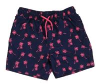 Tmavomodré plážové kraťasy s palmami Primark