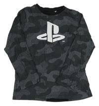 Černo-bílé vzorované army triko - Playstation 