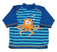 Tmavomodro-světlemodré pruhované UV tričko s chobotnicí Mini Mode