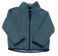 Tmavomodrá melírovaná propínací fleecová mikina H&M