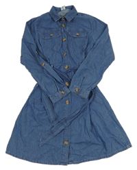 Modré lehké riflové šaty s páskem Page one young