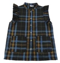 Černo-modro-hnědá kostkovaná flaušová vesta Name it