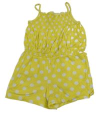 Žluto-bílý puntíkatý kraťasový overal George