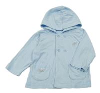 Světlemodrá propínací mikina s vlakem a kapucí 