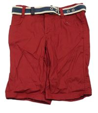 Vínové 3/4 kalhoty s páskem 