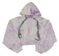 Lila batikovaná crop mikina s kapucí 