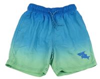 Modro-zelené ombré plavkové kraťasy se žralokem Kiki&Koko