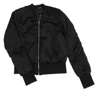 Černý saténový crop zateplený bomber 