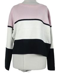 Dámský světlerůžovo-černo-smetanový pruhovaný crop svetr New Look 