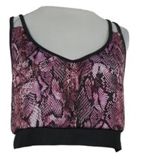 Dámský černo-vínobý vzorovaný sportovní crop top Athletic Works 