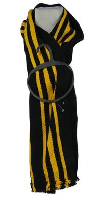 Nové - Dámská černo-žlutá pruhovaná šála 