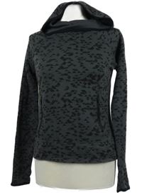 Dámská šedo-černá vzorovaná mikina s kapucí 