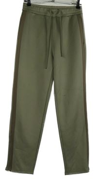 Dámské khaki sportovní tepláky s pruhy Zara 