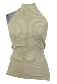 Dámský smetanový žebrovaný pletený top 