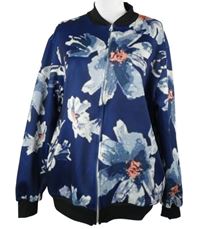 Dámská tmavomodrá květovaná lehká bunda 