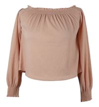 Dámská světlerůžová crop halenka s lodičkovým výstřihem  H&M