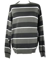 Pánský šedo-tmavošedo-bílý pruhovaný svetr vel. 3XL