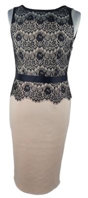 Dámské světlerůžovo-tmavomodré pouzdrové šaty s krajkovým živůtkem Dorothy Perkins 