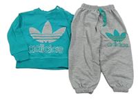 2 set - Zelená mikina Adidas + šedé tepláky 