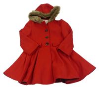 Červený flaušový kabát s kapucí Mothercare