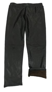 Černé lesklé zateplené legíny