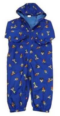 Modrá šusťáková podšitá kombinéza s Mickey Mousem a kapucí George