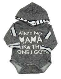 Černé melírované teplákové body s nápisem a kapucí 