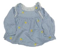 Modro-bílá pruhovaná halenka s citrony Next