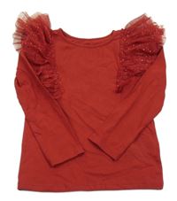 Červené triko s volánkem H&M