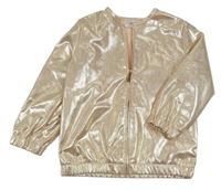 Růžovo-zlatá lesklá podšitá bunda