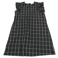 Černo-bílé kostkované šaty s volány Sinsay